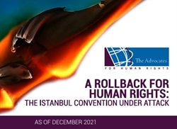 [ai] A graphic featuring the title "A Rollback for Human Rights: The Istanbul Convention Under Attack" with a colorful background. The logo of "The Advocates for Human Rights" appears in the top corner. The date "As of December 2021" is included.